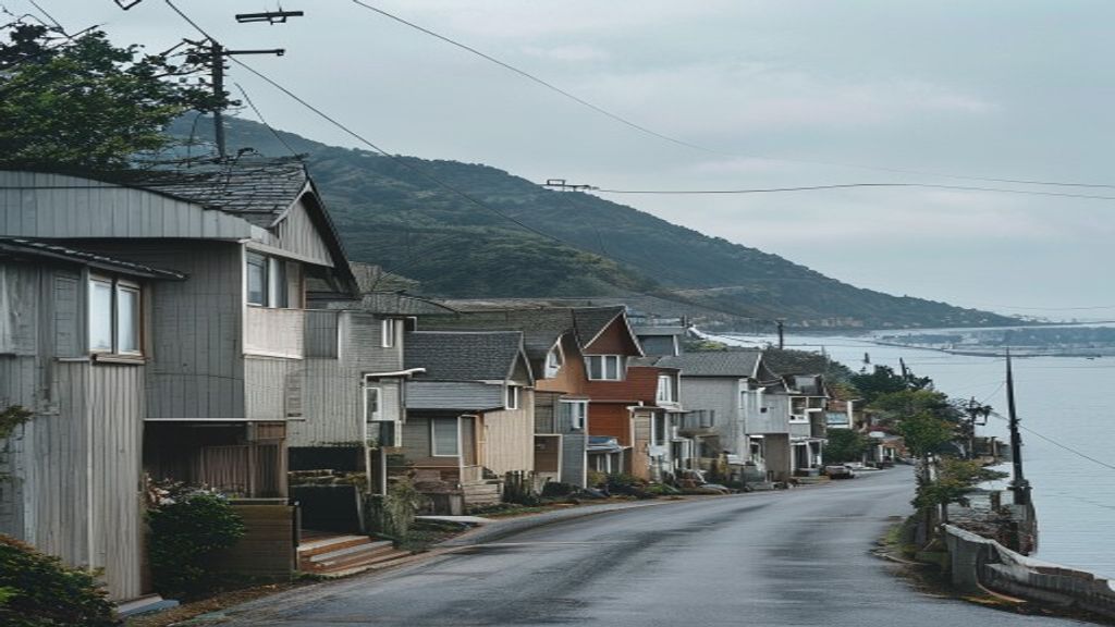 函館の海沿いにある静かな住宅街の坂道、住み慣れた地域の風景
